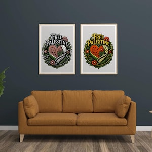Arte mural digital gratuito de Palestina, póster floral imprimible de Palestina, arte político pro-Palestina, decoración de Oriente Medio, 300 dpi