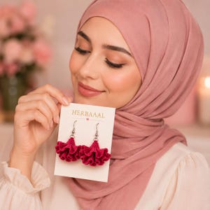 Boho Ruffle Crochet Earrings Pattern - Modern Jewelry DIY Tutorial - Silky Thread Earring Pattern - Beginner Friendly Digital PDF