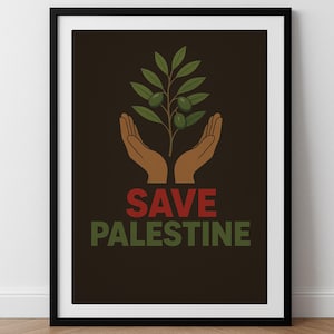 Palestinian Olive Tree in Hand – Save Palestine Digital Artwork | Symbol of Hope, Freedom | Instant Download