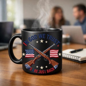 In God We Trust Guns Are Just Backup | 2nd Amendment Patriotic USA Shirt Design | Knitted Embroidery Style PNG