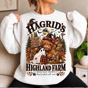 Halloween Highland Cow PNG, Ghost Highland Cow Farm Design, Spooky Cow Shirt, Fall Farmhouse Sublimation, Cute Halloween Digital Download