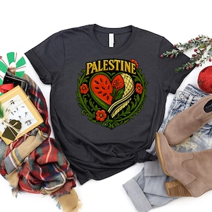 Palästina Digitale Wandkunst, Wassermelonenherz und Keffiyeh Design, druckbares palästinensisches Dekor, Solidaritätskunstwerk, direkter Download