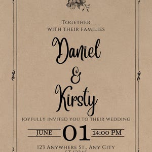 Rustic Wedding Invitation Template, Wedding Invite, save the date & RSVP template set