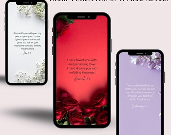 Scripture Phone Wallpaper Bundle | Floral Bible Verse Lock Screen (Digital Download)