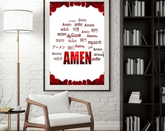 Multilingual Amen Christian Wall Art: Faith Typography (Digital Download)