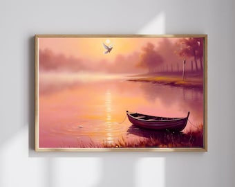 Still Waters Christian Print: Psalm 23 Boat & Dove Art (Digital Download