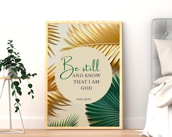Be Still and Know That I Am God Printable | Psalm 46:10 Wall Art | Christian Minimalist Decor | Scripture Art for Prayer Corner
