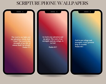 Psalms Phone Wallpaper Bundle | Bible Verse iPhone & Android Lock Screen | Digital Download
