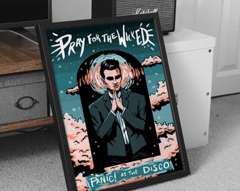 Paniek! bij de disco-poster, Paniek! cadeauposter at the disco, bid voor de goddelozen album hoge kwaliteit, digitale poster, muziekposter, kamerinrichting
