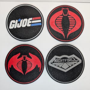 GI Joe and Cobra 3D Printed 4&quot; Coaster Set WT Custom Stand.