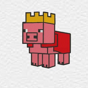 Technoblade Tribute: Minimalist Crowned Pig Embroidery