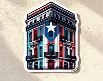 Puerto Rico Flag Building Sticker – Boricua Vinyl Decal Tropical Art