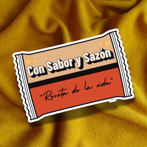 Con Sabor y Sazón Aufkleber - Toller puerto-ricanischer Stolz, Lateinische Esskultur, Boricua Vinyl Aufkleber