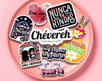 Glossy Vinyl Spanish Affirmation Stickers – Latina Theme Pack
