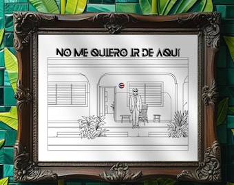 Oryginalna grafika ścienna inspirowana Bad Bunny – „No Me Quiero Ir De Aqui” (pobieranie cyfrowe)