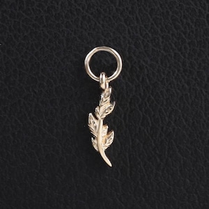 Solid 14K Gold Leaf Shaped Charm: Dainty Cartilage Conch Tragus Lobe Earring Connector