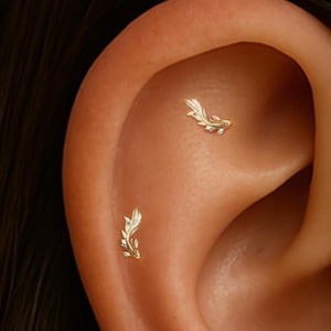 14K Solid Gold Fish Helix Push Back/Goldfish Tragus Lobe Stud/Cute Koi Fish Labret Piercing/Gold Threadless Push In/Nose Conch Flat Back