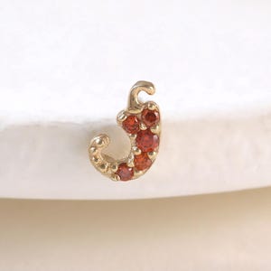 14K massief gouden chilipepervormige stud/helix tragus kraakbeenoorbel/plant conch threadless push pins/schattige chilipeper platte achterkant piercing