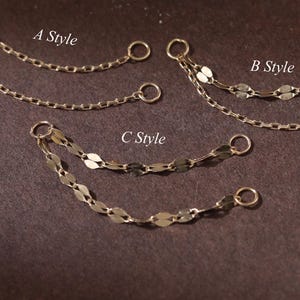 14K Solid Gold Triple Piercing Chain: Lip/Cable Chain Cartilage Tragus Helix Earring Attachment