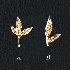 14K Solid Gold Leaf Shaped Flat Back Stud/Nature Inspired Cartilage Earring/Threadless Push Pin/Helix Lobe Conch Tragus Piercing Jewelry