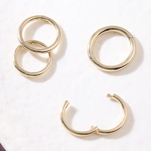 14K Solid Gold Seamless Clicker/Conch, Rook, Helix Hoop/Hinged 16G, 18G, 20G Piercing/Cartilage Lobe Earring