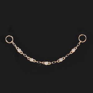 Chaîne de cartilage en hélice avec diamants en or massif 14 carats/chaîne de câble pendante de conque 14 carats/pièce jointe de chaîne de diamants en grappe/chaîne industrielle