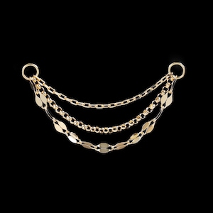 14K Solid Gold Triple Helix Chain Attachment/Dangle Conch Industrial Chain/Cable Lip Wrap Chain/Rolo Nose Chain/Multiple Chain for Earring