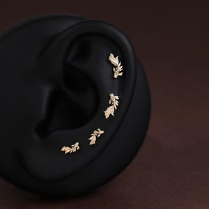 14K Solid Gold Fish Helix Earring/Goldfish Tragus Lobe Stud/Dainty Koi Fish Labret Piercing/Tiny Threadless Push Pin/Nose Conch Flat Back image 5