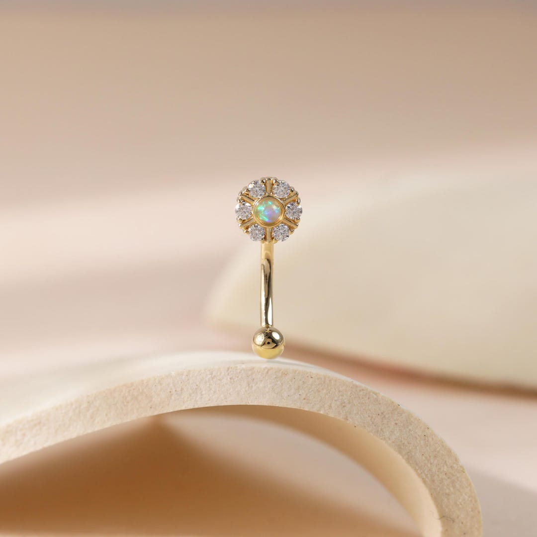 Bae Rook 14K Solid Gold Flower Internal Threaded Rook/opal With Moissanite Rook ...