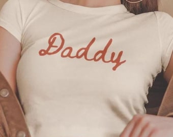 Daddy Crop Top: Coquette 90s Babytee, FemDom Tees, Lgbtq Sapphic Queer Gifting, Sugar Daddy Shirt