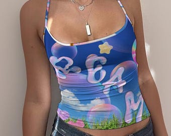 Frutiger Auro Tank Top: Y2K CROPPED Tops, 2000s Computer Aesthetic