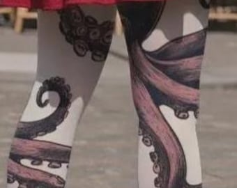 Octopus Tights: Sea Monster Hose, Squid Costume Accessories, Plus Size Gothic High-Stretch Tights