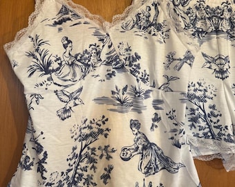 Toile De Jouy Pajamas, Chinoiserie PJ Set, Coquette FrenchToil PJs, European Bridal, Bridesmaids Gifts