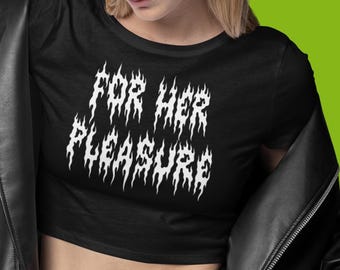 För hennes nöje-tröja: Punk Metal 90-tals babytröjor, HBTQ-presenter, lesbiska tröjor, Y2k-kort topp