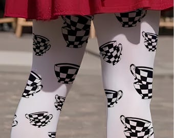 Alice in Wonderland Tights: Mad Hatter Tea Party Outfit, Queen of Hearts, Halloween Pantyhose, Costume Accessories