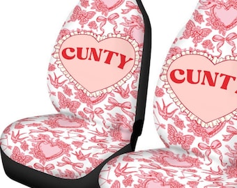 Cunty Coquette Car Seat Cover With Thickened Back, Sassy Car Accessories, Serving Cunt Gifts
