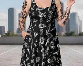 Traditional Tattoo Dress: Gothic Dresses, Punk Trad Tat Outfits, Alternative Fashion
