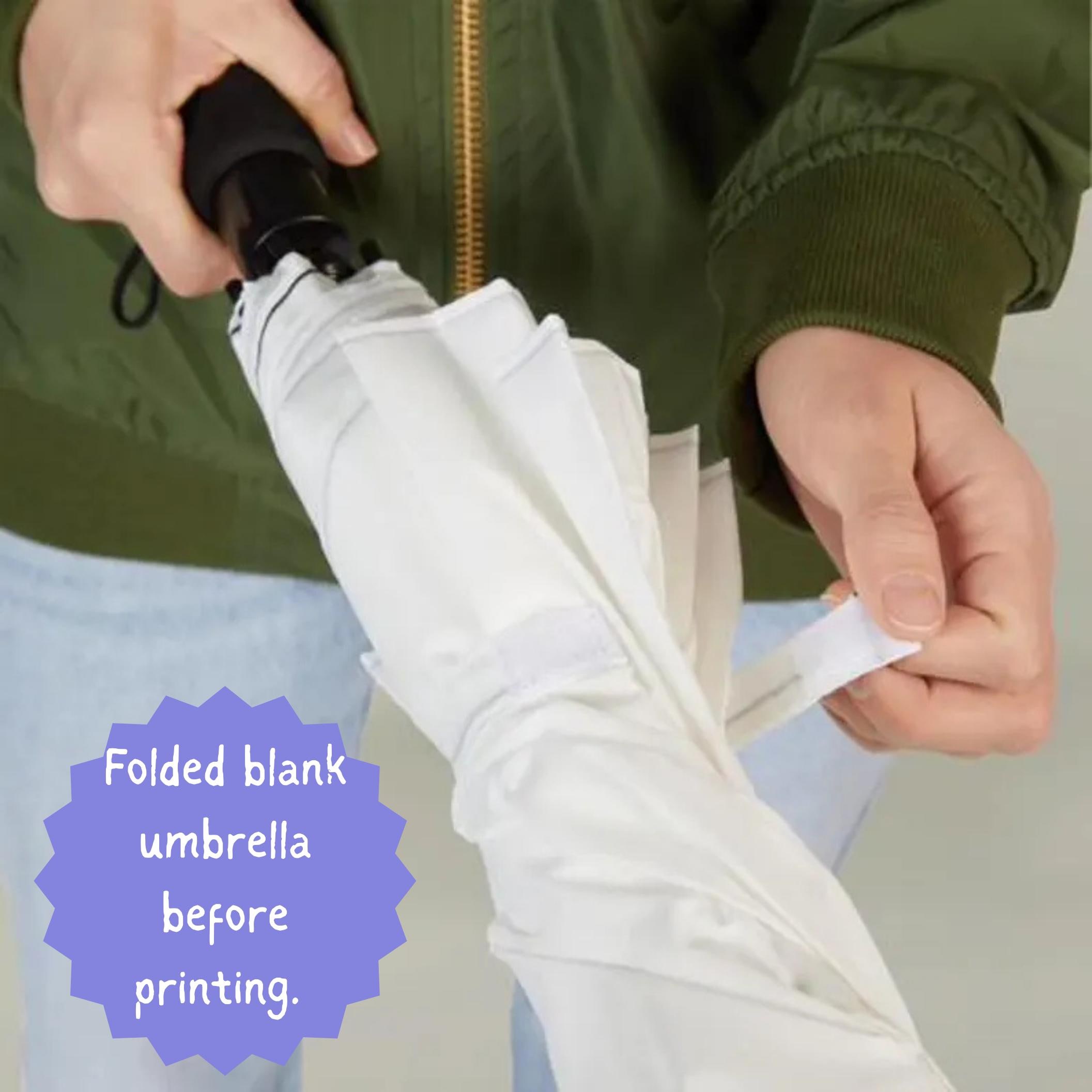 French Toile De Jouy Umbrella, Semi-automatic Foldable, Blue