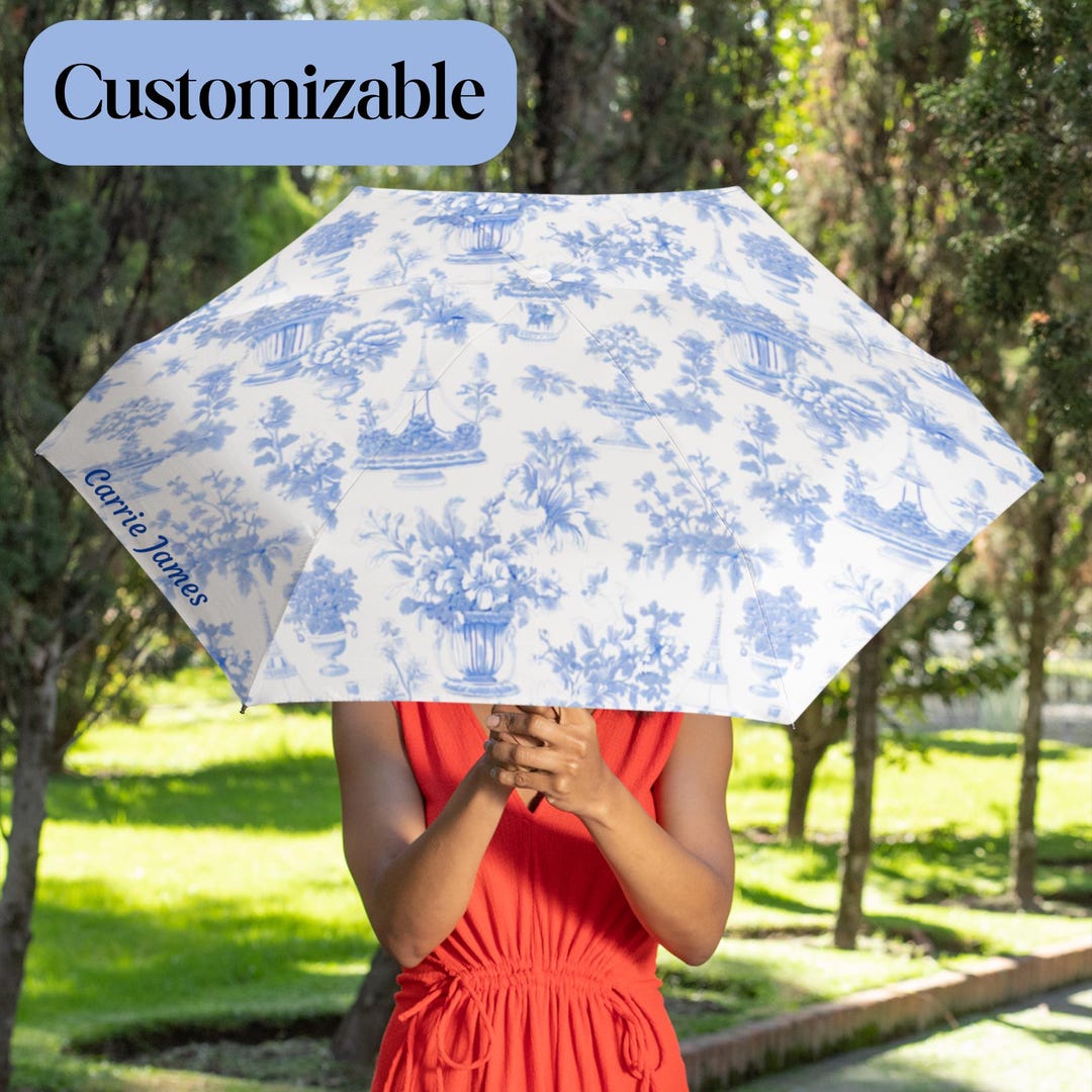 Custom French Toile De Jouy Umbrella, Personalized Wedding
