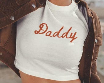 Daddy Coquette 90s Babytee, Father Figure Crop Top, Lgbtq Sapphic Queer Gifting, Sugar Daddy