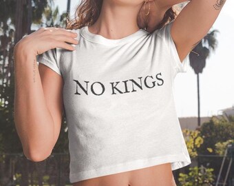 No Kings In America-babyshirt: crop-top democratie, shirt voor sociale rechtvaardigheid