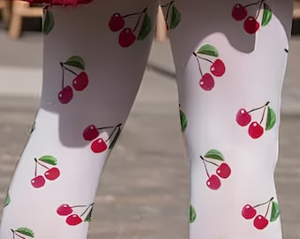Cherry Tights: Cherrie Girl Accessories, Halloween Costume High Stretch Pantyhose, Sweet Cherries