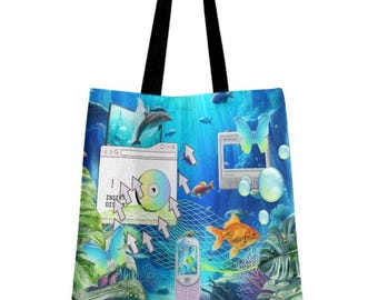 Frutiger Aero Tote Bag, Vaporwave Totes, Y2K Accessories, 2000s Gifts, Webcore Bags