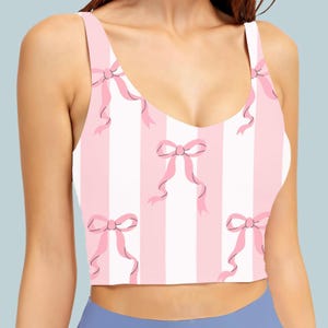 Coquette Preppy Swimsuit Top, Plus Size Swimwear, Balletcore Athleisure, Cute Fitness Apparel, Bridesmaids Gifts, Striped Bow Bathing Suit