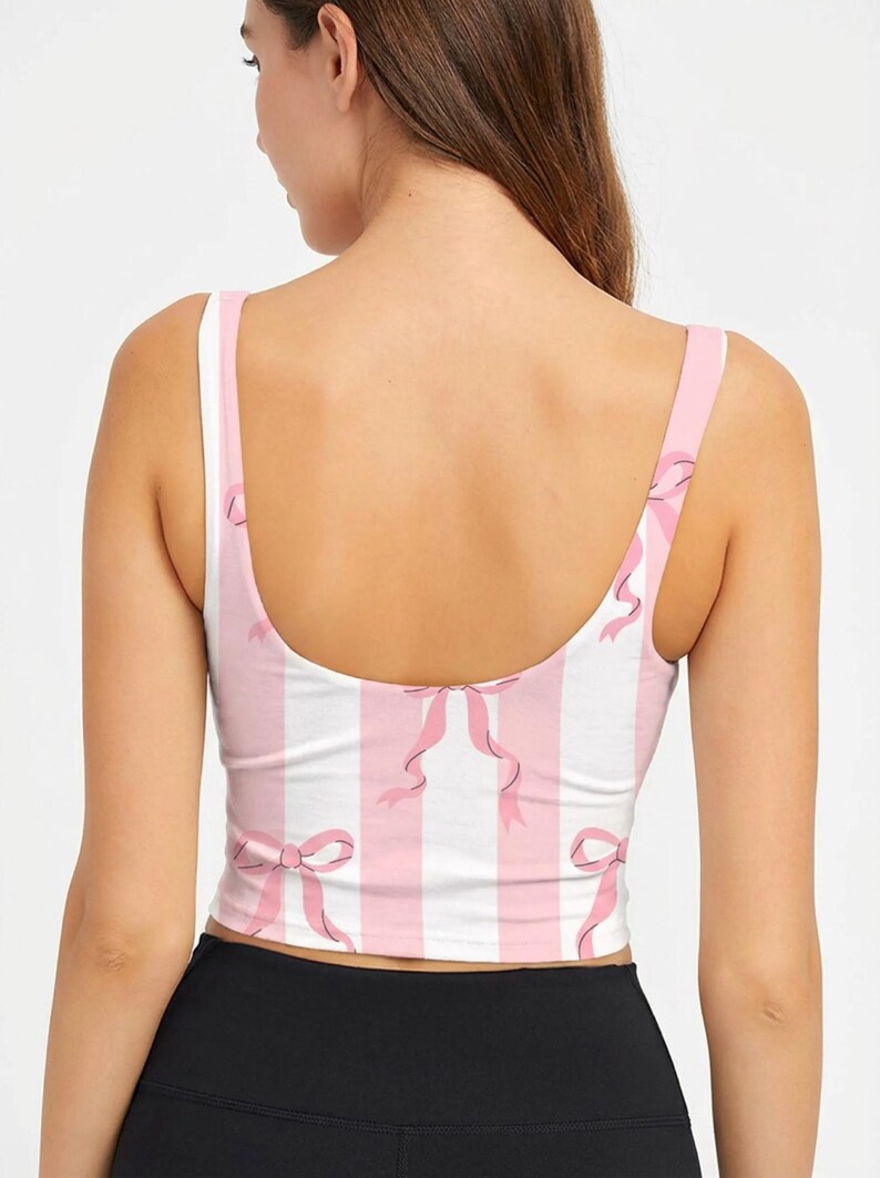 Cutecore Athleisure-topp: Unikt atletisk linne med rosett, badtoppar i plusstorlek, kawaii-linne, present till poolparty, outfits för poolparty bild 2