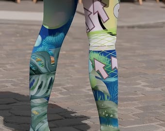 Frutiger Aero Tights: Y2K Internet Graphic Fashion, 2000s Webcore Pantyhose