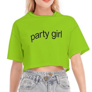 Custom Green Cotton Crop Top: Party Rave Baby Tee
