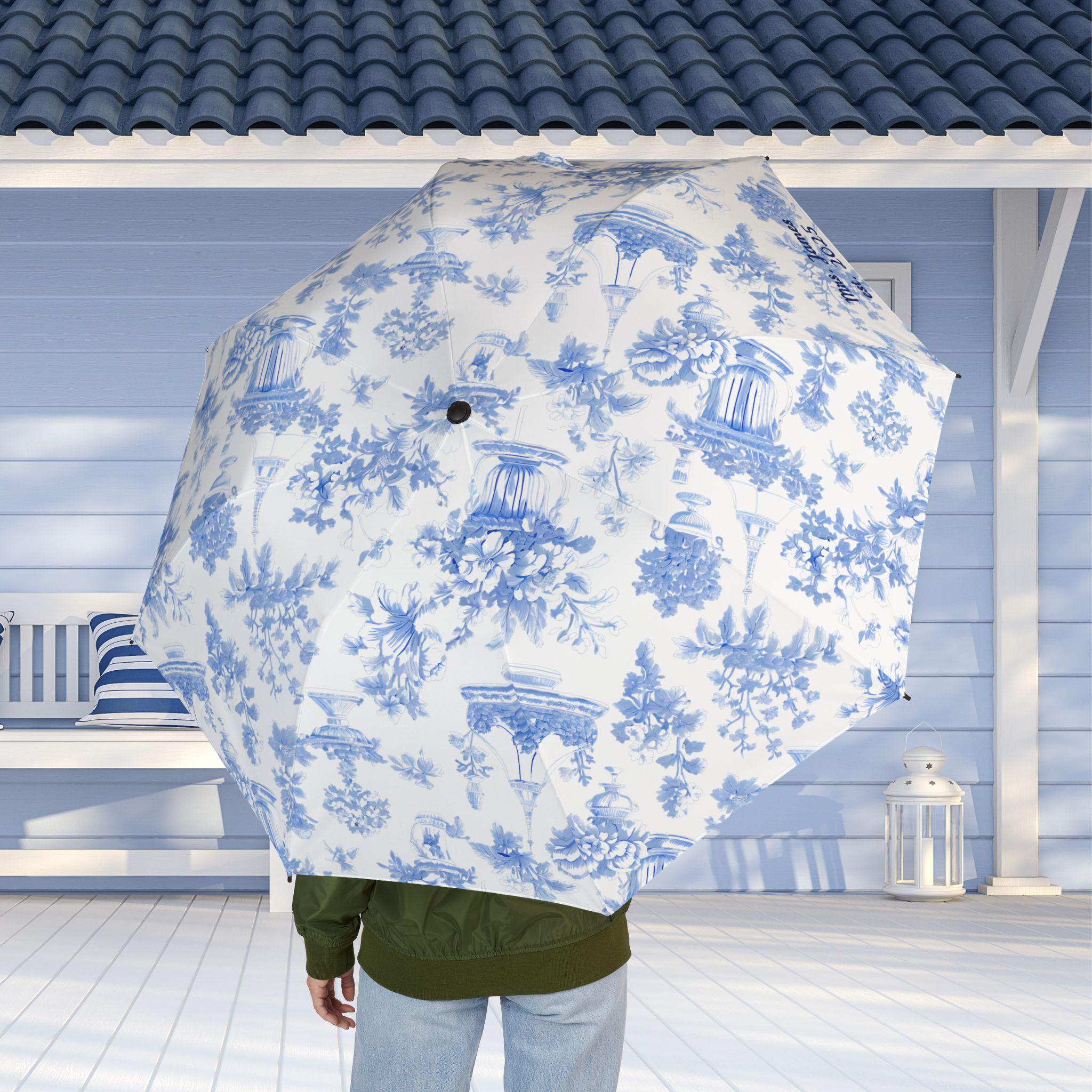 Custom French Toile De Jouy Umbrella, Personalized Wedding