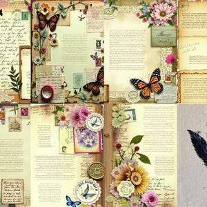 Schmetterling Junk Journal Kit, Flüstern der Flügel, Flatternde Träume, Schmetterling Junk Journal Printable Kit, Flug der Fantasie, Canva Editable