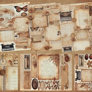 Grunge Vintage Printable Junk Journal Kit: Rustle Room Ephemera (PDF)